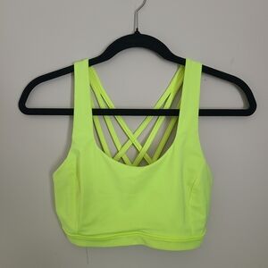 lululemon athletica ENERGY Neon Yellow Crisscross Sports Bra